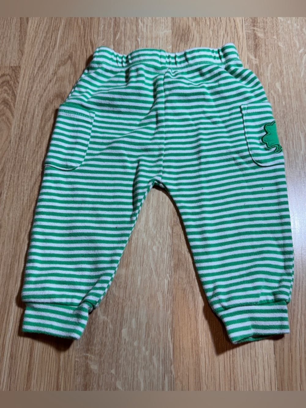 Kids Green & White Striped Bottoms - Cozy Elastic Waist Pants St. Pattricks day